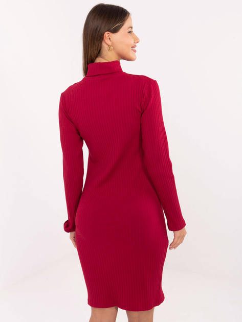 Bordowa sukienka basic z golfem RUE PARIS