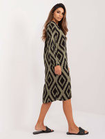 Hurt Khaki wzorzysta sukienka z wiskozy SUBLEVEL