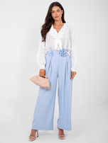 Jasnoniebieskie eleganckie spodnie wide leg RUE PARIS 