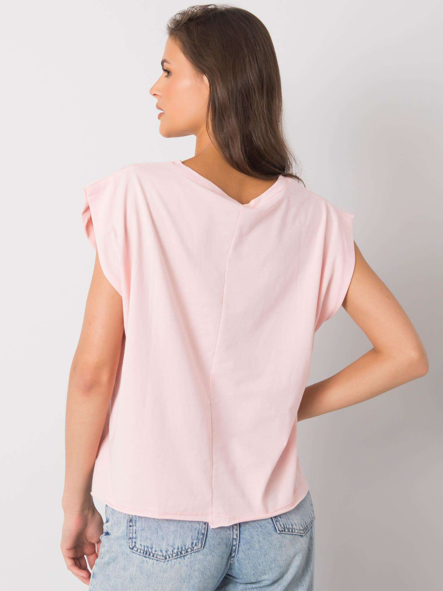 Jasnoróżowy t-shirt z nadrukiem Malibu