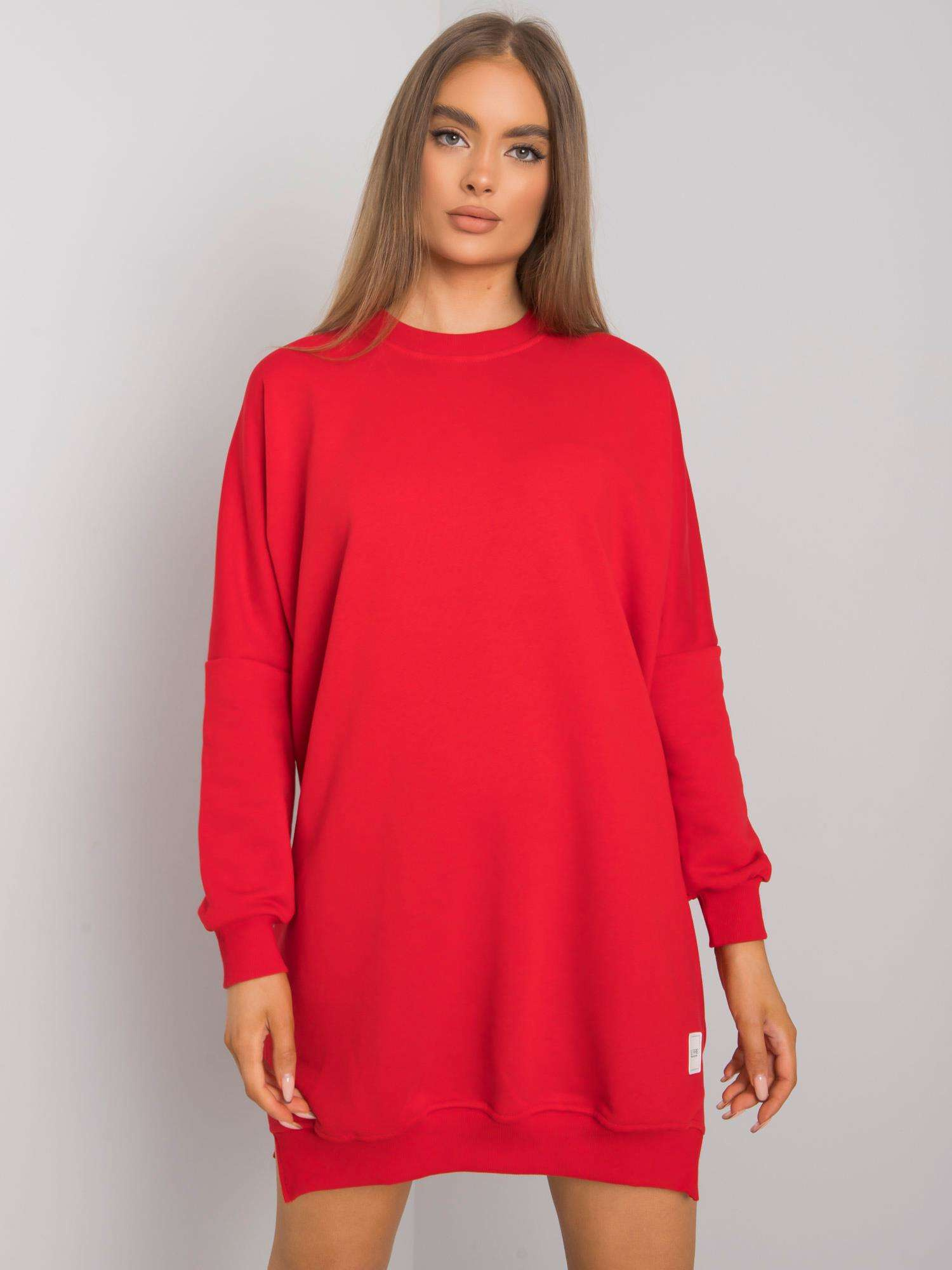 Odile RUE PARIS Red Long Sleeve Sweatshirt Dress