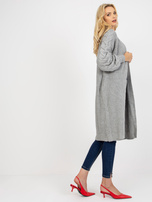Hurtownia Szary długi kardigan z warkoczami RUE PARIS