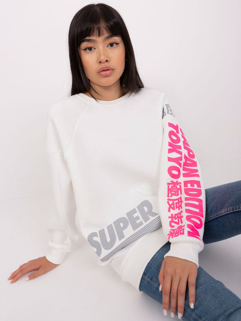 Hurtownia Ecru damska bluza oversize z nadrukiem