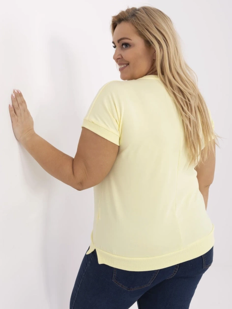 Jasnożółta damska bluzka plus size z napisami
