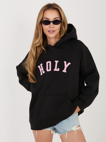 Czarna bluza oversize z ociepleniem RUE PARIS