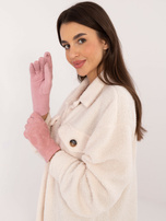 Hurt Jasnoróżowe dzianinowe rękawiczki damskie