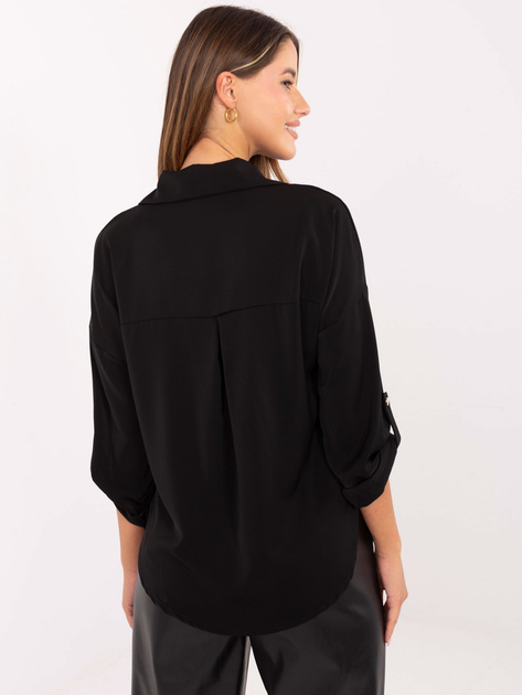 Czarna koszula z ozdobnymi broszkami RUE PARIS