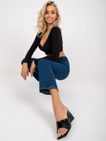 Ciemnoniebieskie proste jeansy z wysokim stanem Marcela RUE PARIS