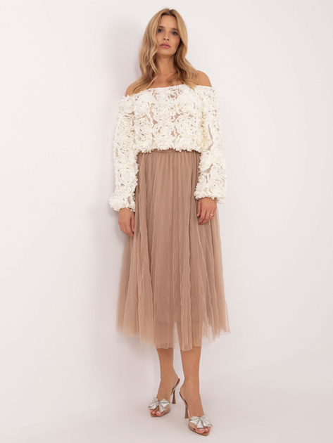 Hurtownia Camelowa midi spódnica z tiulem