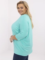 Turkusowa damska bluzka plus size z napisami