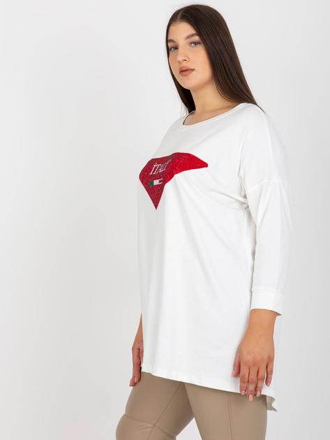 Hurt Ecru damska bluzka plus size z aplikacja z dżetów