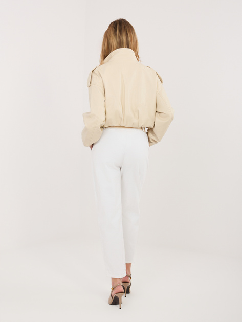 Ecru sztruksowe spodnie ze zwężaną nogawką