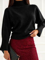 Czarny damski sweter oversize z golfem