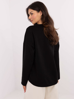 Hurtownia Czarna damska bluza bez kaptura z broszką