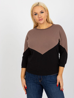 Hurt Brązowo-czarna bawełniana bluzka plus size basic