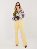 Jasnożółte garniturowe spodnie z wysokim stanem RUE PARIS 