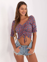 Niebieska krótka bluzka w kwiaty Kami RUE PARIS 