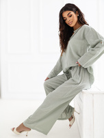 Khaki letnia bluzka z ozdobnym guzikiem