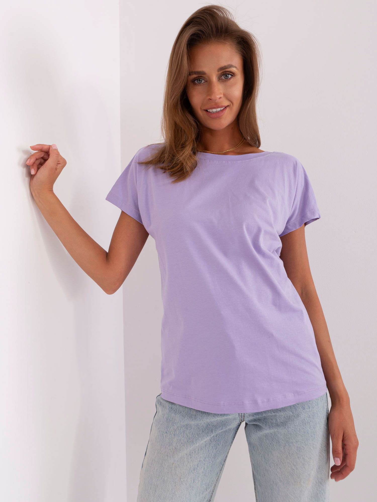 Jasnofioletowy t-shirt z bawełny Fire BASIC FEEL GOOD
