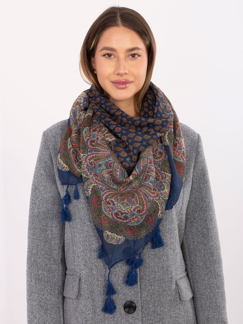 Ciemnoniebieska damska chusta z nadrukiem