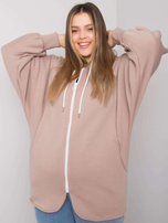 Ciemnobeżowa bluza plus size z kapturem Ella