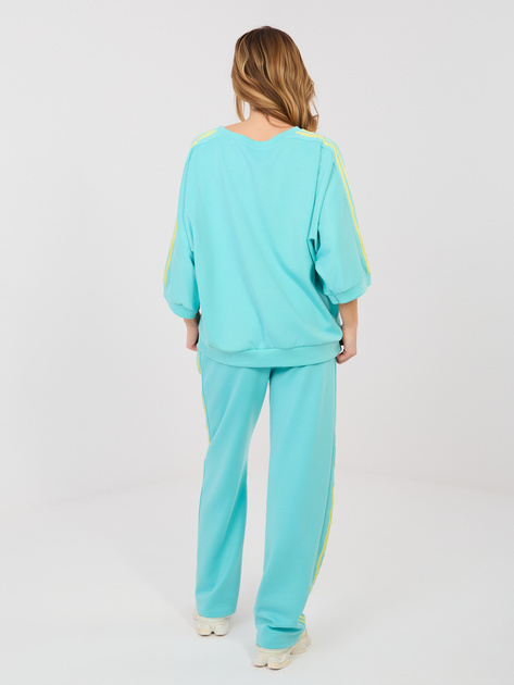 Turkusowa bluza oversize z lampasami RUE PARIS