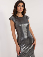 Hurt Srebrna połyskująca sukienka z rozcięciem