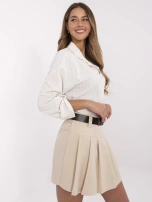Beżowe damskie spódnico-szorty z plisowaniem