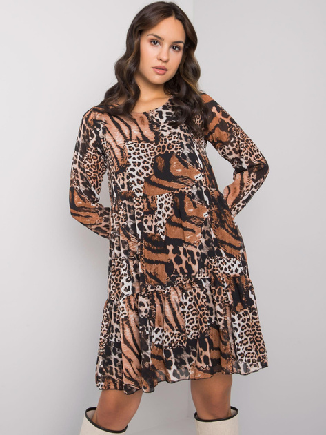 Czarno-beżowa sukienka w zwierzęce wzory RUE PARIS