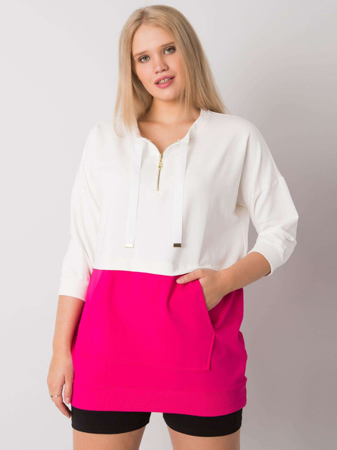 Ecru-fuksjowa tunika plus size z bawełny Philomene