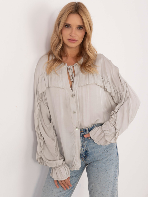 Hurt Jasnoszara bluzka koszulowa z falbaną OCH BELLA