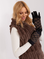 Hurtownia Czarne ciepłe rękawiczki we wzory 