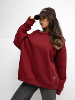 Bordowa ocieplana bluza bez kaptura RUE PARIS