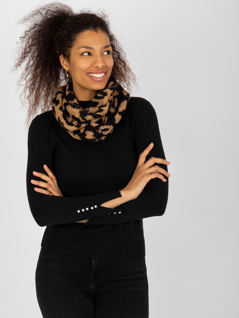 Hurtownia Czarno-camelowy damski komin we wzory