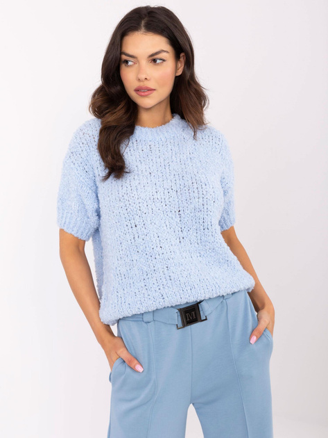 Hurt Jasnoniebieski sweter oversize z dodatkiem wełny