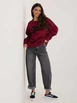 Bordowa bluza z kontrastowym napisem RUE PARIS