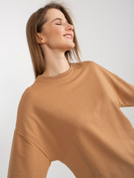 Hurt Camelowy Basic Pullover ohne Kapuze mit rundem Ausschnitt.