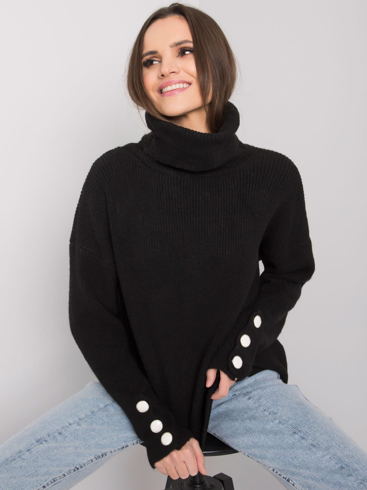 Czarny sweter golf damski Emrie RUE PARIS