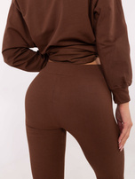 Hurt Brązowy casualowy komplet z bluzą oversize