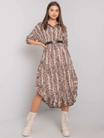 Beige gemustertes Kleid Valdosta OCH BELLA.