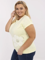 Jasnożółta bluzka plus size z okrągłym dekoltem