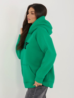 Ciemnozielona ocieplana bluza oversize z kapturem RUE PARIS