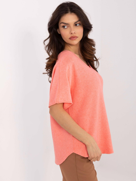 Hurt Brzoskwiniowy dwustronny sweter z dekoltem V