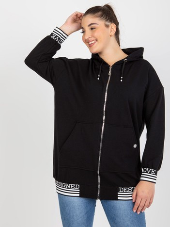 Hurt Czarna damska rozpinana bluza plus size z kapturem