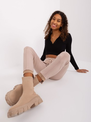 Hurt Jasnobeżowe spodnie dresowe z wiązaniem