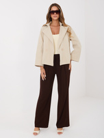 Beżowy przejściowy płaszcz z kieszeniami RUE PARIS 