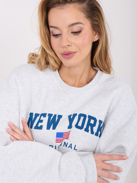 Jasnoszara dresowa bluza oversize z nadrukiem