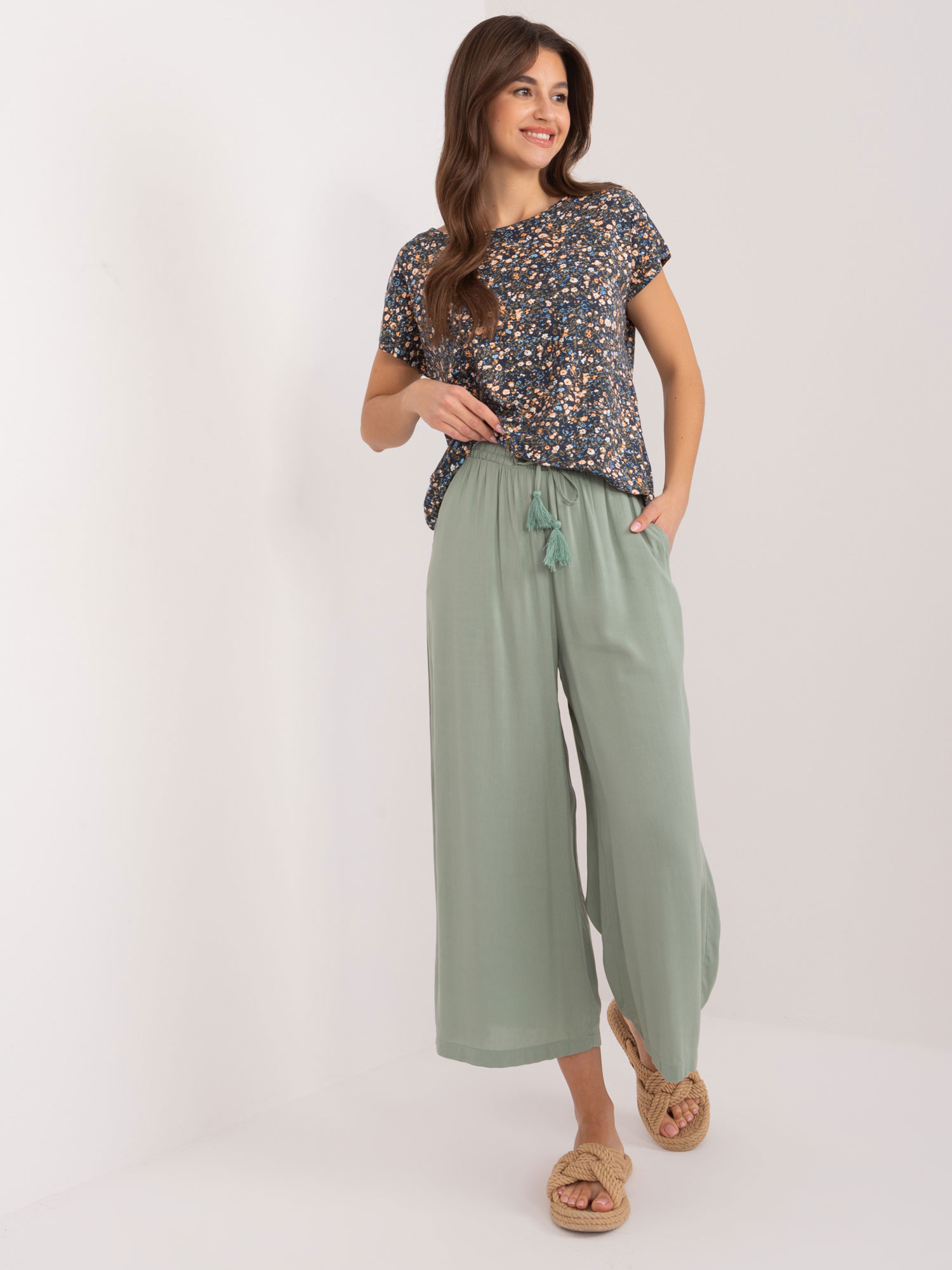 Hurt Khaki fabric pants made of viscose SUBLEVEL.