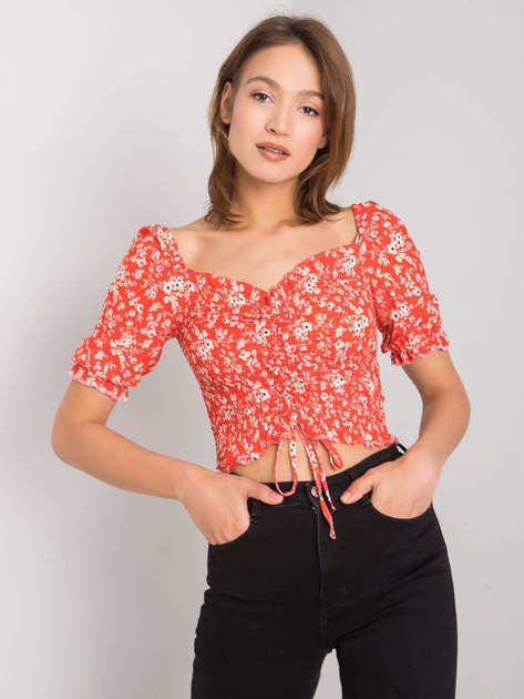 Koralowa krótka bluzka Avignon RUE PARIS