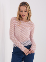 Jasnoróżowa krótka bluzka z koronki